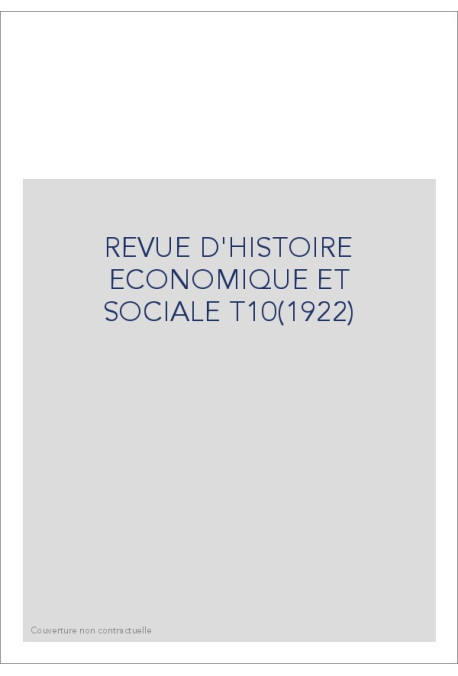 REVUE D'HISTOIRE ECONOMIQUE ET SOCIALE T10(1922)