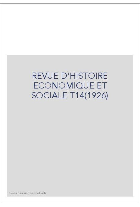 REVUE D'HISTOIRE ECONOMIQUE ET SOCIALE T14(1926)