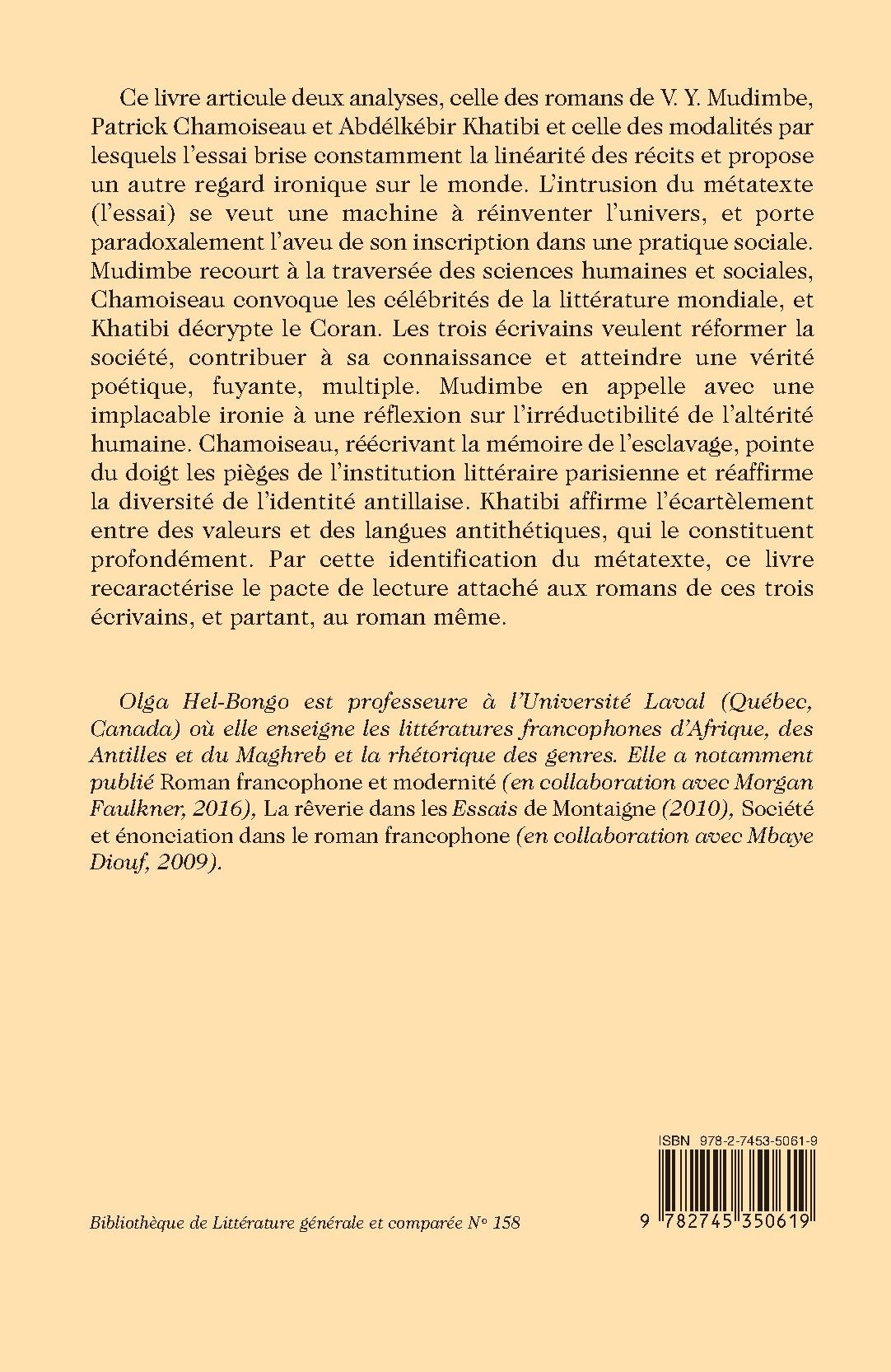 ROMAN FRANCOPHONE ET ESSAI