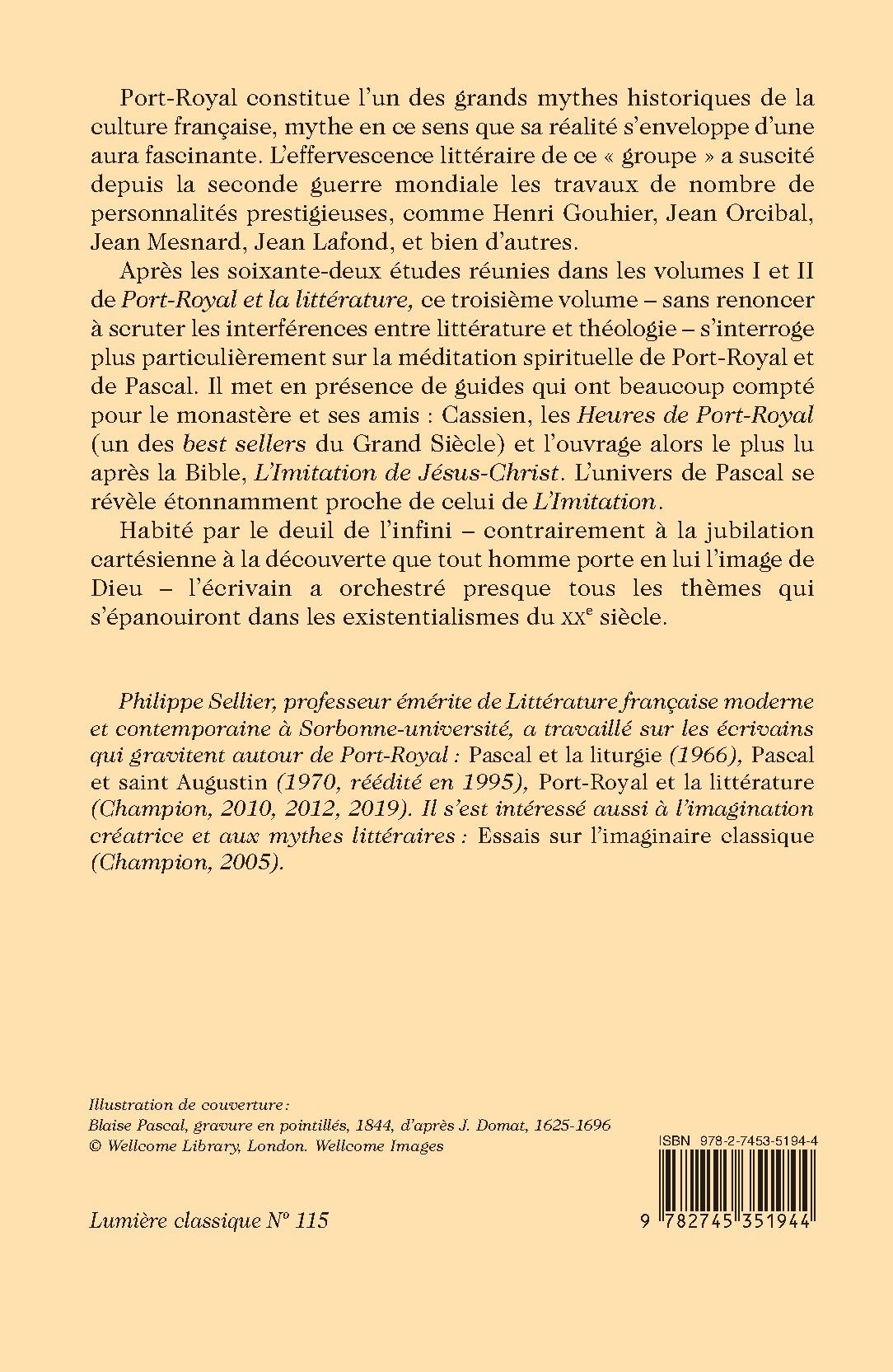 PORT ROYAL ET LA LITTÉRATURE. TOME III