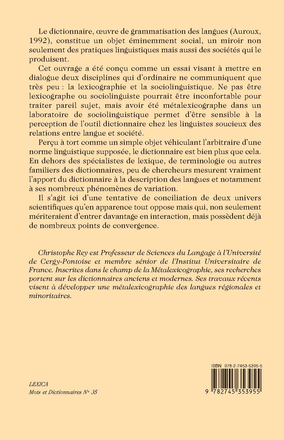 DICTIONNAIRE ET SOCIÉTÉ