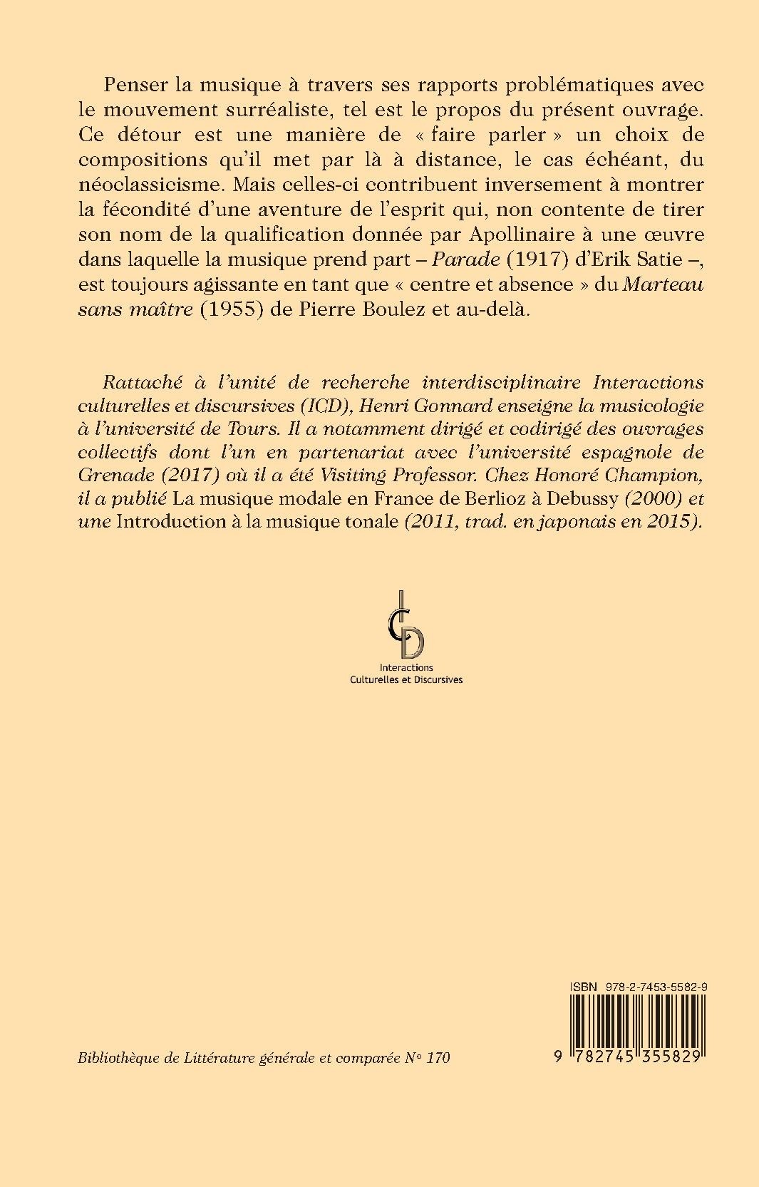 MUSIQUE ET SURRÉALISME EN FRANCE D'ERIK SATIE À PIERRE BOULEZ