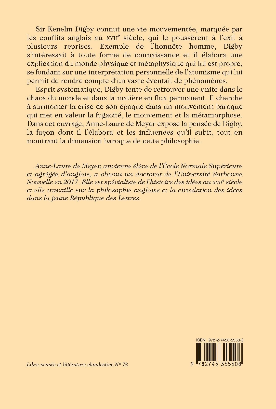 SIR KENELM DIGBY (1603-1665), UN PENSEUR À L'ÂGE DU BAROQUE