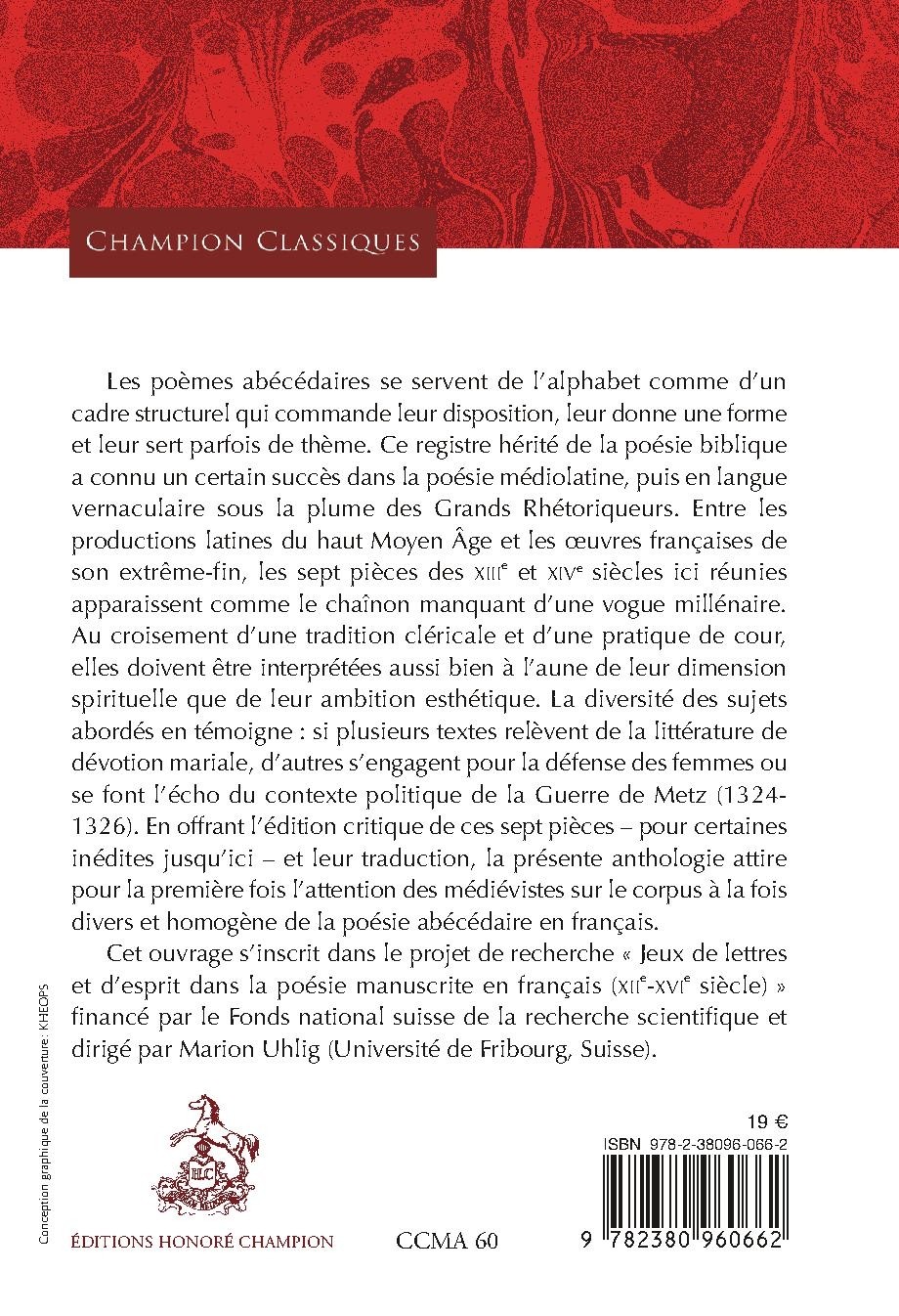 POÈMES ABÉCÉDAIRES FRANÇAIS DU MOYEN ÂGE