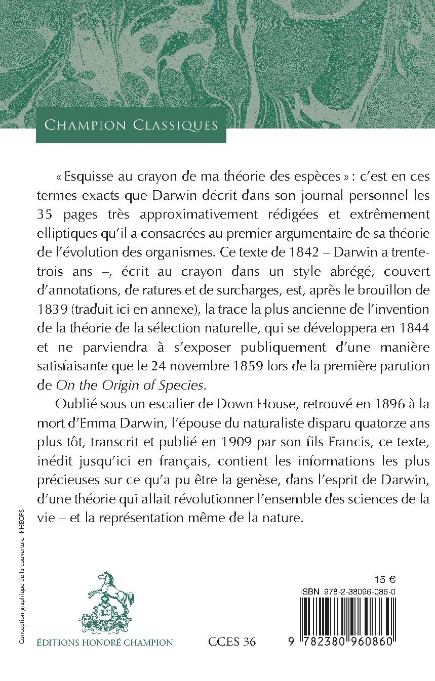 ESQUISSE AU CRAYON DE MA THÉORIE DES ESPÈCES [ESSAI DE 1842]