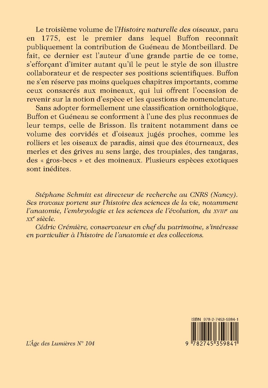 OEUVRES COMPLÈTES XVIII. HISTOIRE NATURELLE DES OISEAUX. TOME III (1775)